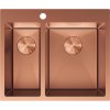 Mexen Flexo, 1,5 rekeszes rozsdamentes mosogató 610 x 510 mm, szálcsiszolt réz, 6446611500-65