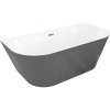 Mexen Oris, szabadon álló, hornyolt kád 170 x 80 cm, fehér-szürke, rozéarany túlfolyóval, 52871708062-60