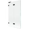 Mexen Lunar L, kétszárnyú kádparaván bal oldali 100 x 150 cm, átlátszó üveg, matt fekete, 897L-100-100-70-00-L