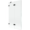 Mexen Lunar, kétszárnyú kádparaván bal oldali 100 x 150 cm, átlátszó üveg, matt fekete, 897-100-100-70-00-L