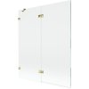 Mexen Lunar, kétszárnyú kádparaván bal oldali 140 x 150 cm, átlátszó üveg, fényes arany, 897-140-100-50-00-L