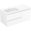 Mexen Orio, fürdőszobaszekrény 100 cm, bal oldali Otis mosdóval, 2S, 1D, matt fehér, 91A13-10047-3-BBFFF01-W18L01