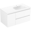 Mexen Orio, fürdőszobaszekrény 90 cm, jobb oldali mosdóval, Vela, 2S, 1D, matt fehér, 91A13-09047-3-BBFFFF01-W23P01