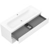 Mexen Rivel, fürdőszobaszekrény 120 cm Vela mosdóval, 2 fiókkal, hornyolt, matt fehér, 91A20-12047-2-BFF01-W23M01