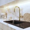 Gamma Awra, konyhai csaptelep kihúzható kifolyóval és kétfunkciós zuhannyal, matt arany, GMA-BAA-BGD