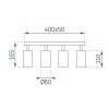 Toolight, mennyezeti spotlámpa 4xGU10 60W APP940-4C, fekete, OSW-03858