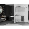 Mexen Kioto +, zuhany paraván polccal és törülközőtartóval 140 x 200 cm, 8mm átlátszó jegesedés üveg, fekete profil, 800-140-121-70-35