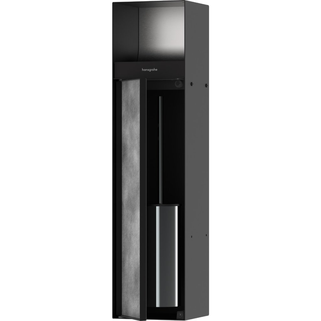 Hansgrohe XtraStoris Rock, perie de toaletă încorporată cu suport pentru hârtie igienică, negru mat, HAN-56062670