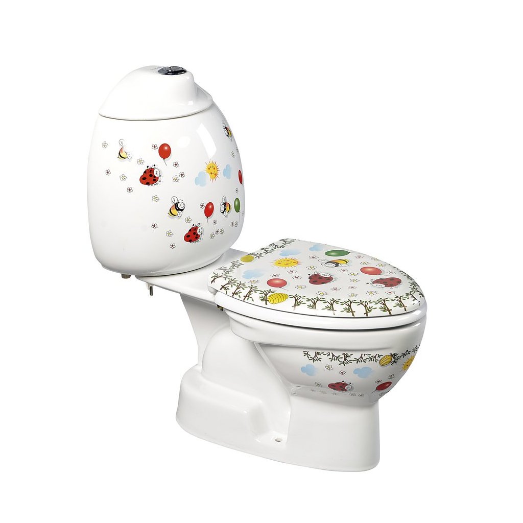 Sapho, combinat WC copii KID cu rezervor, deșeuri mai mici, imprimeu color, CK301.400.0F