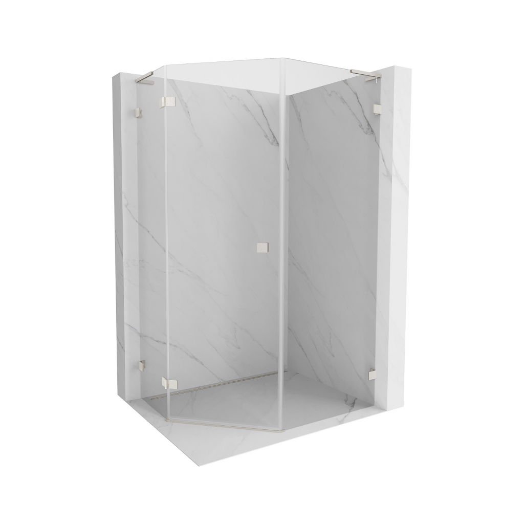 Mexen Lunar, colț de duș pentagonal L basculant spre stânga 80 x 90 cm, sticlă transparentă de 8 mm, profil din oțel, 831L-080L-090P-97-00-L