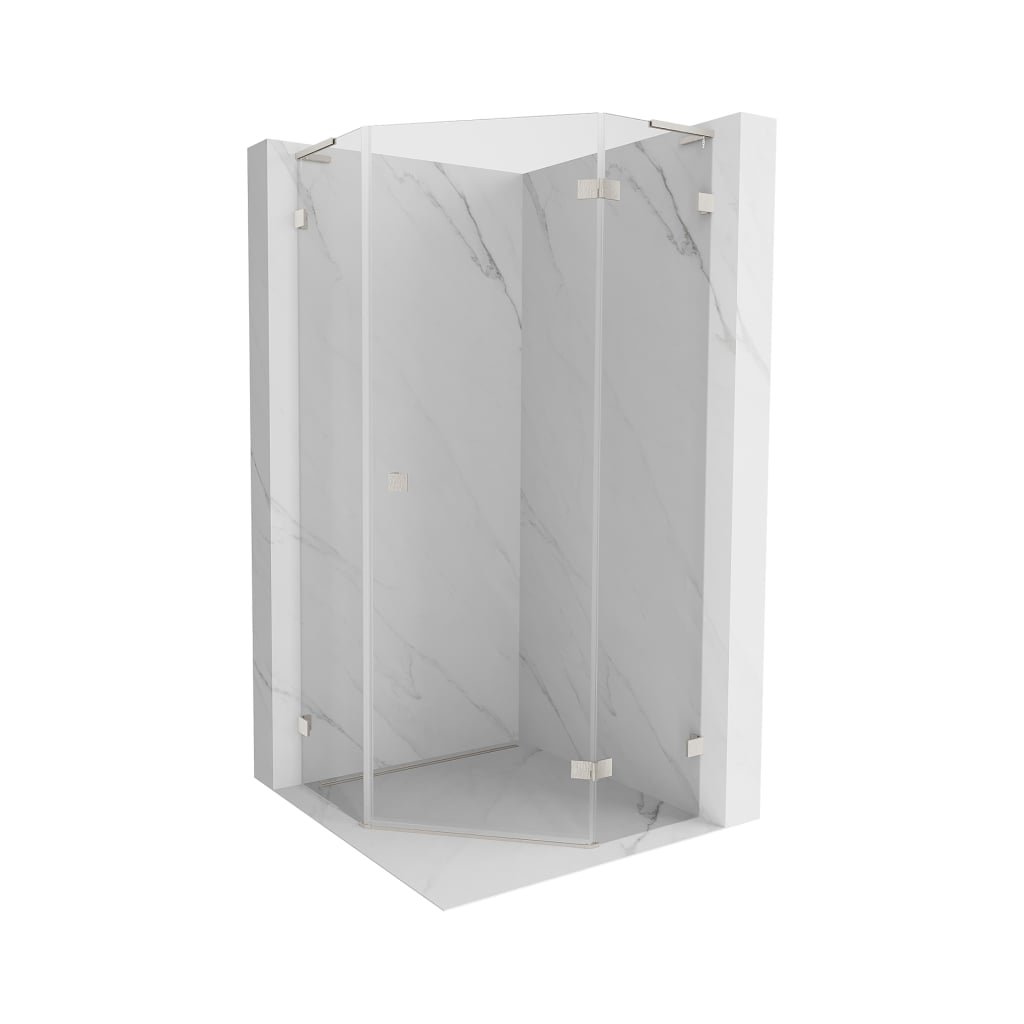 Mexen Lunar, colț de duș pentagonal L basculant spre dreapta 80 x 80 cm, sticlă transparentă de 8 mm, profil din oțel, 831L-080P-080L-97-00-P