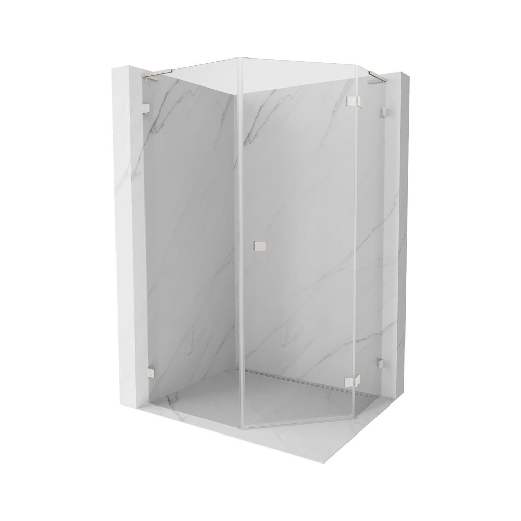 Mexen Lunar, colț de duș pentagonal L basculant spre dreapta 80 x 90 cm, sticlă transparentă de 8 mm, profil din oțel, 831L-080P-090L-97-00-P