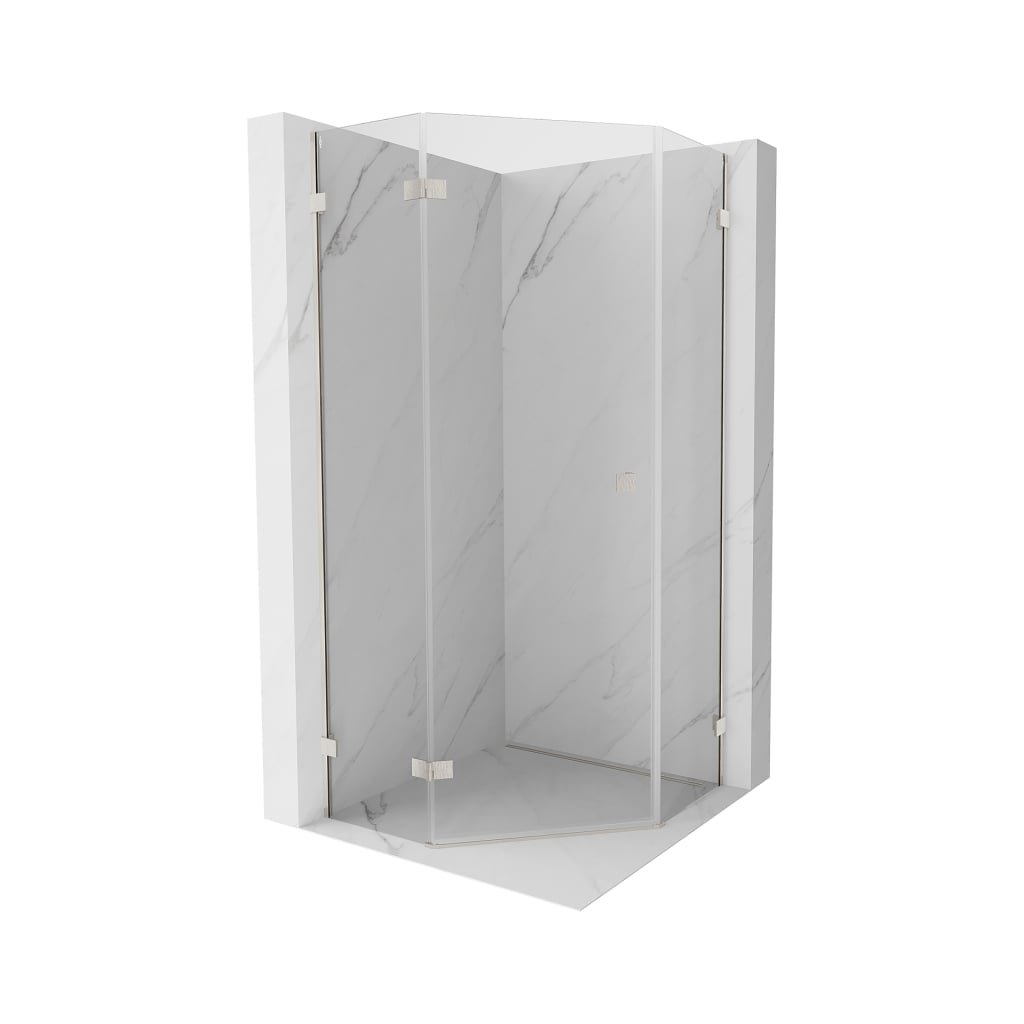 Mexen Lunar, colț de duș pentagonal basculant spre stânga 80 x 80 cm, sticlă transparentă de 8 mm, profil din oțel, 831-080L-080P-97-00-L