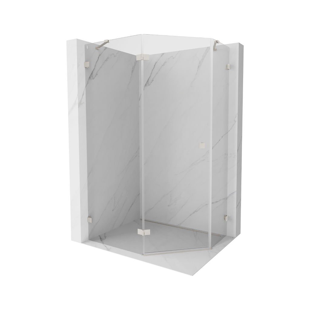 Mexen Lunar, colț de duș pentagonal basculant spre stânga 90 x 80 cm, sticlă transparentă de 8 mm, profil din oțel, 831-090L-080P-97-00-L