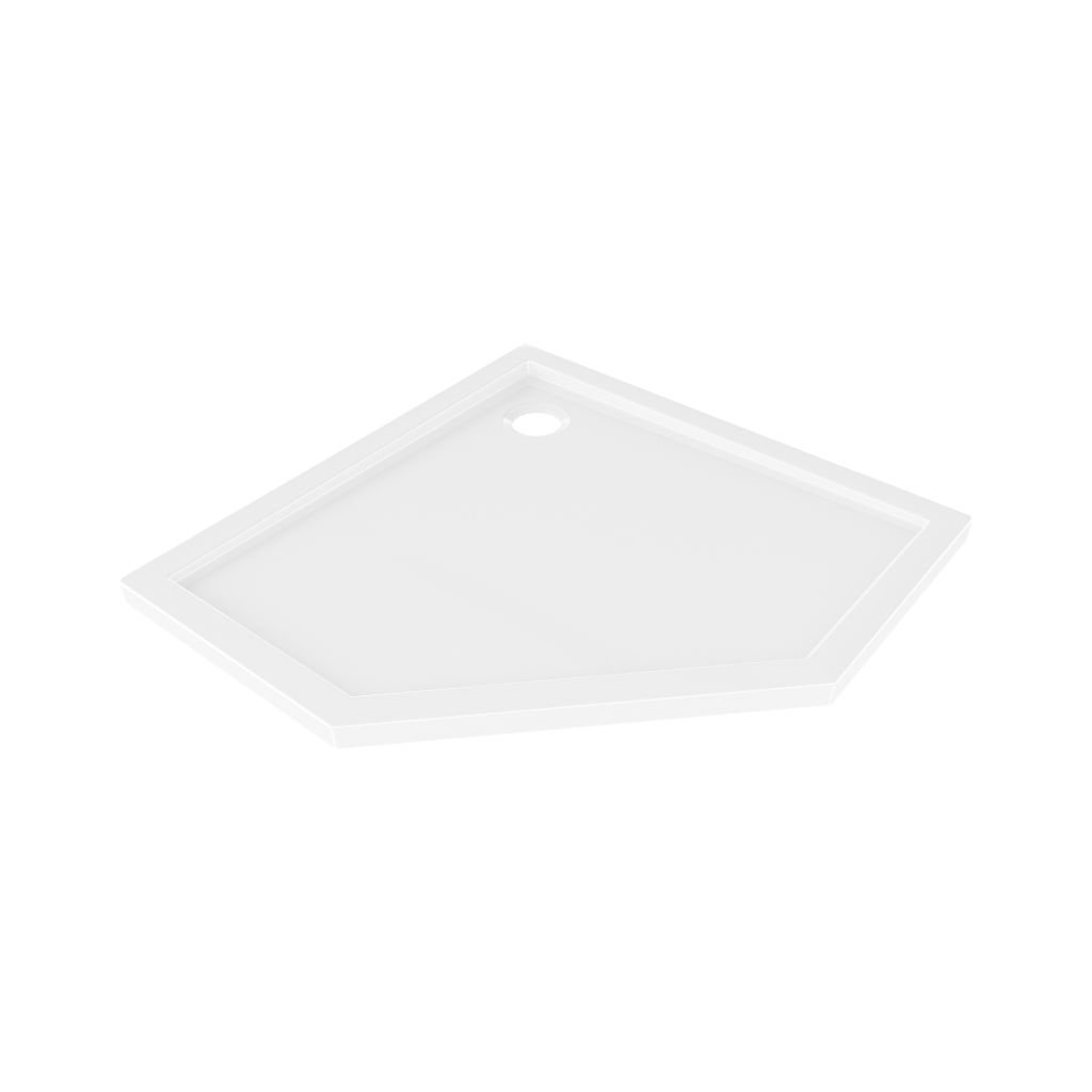 Cădiță de duș îngustă Mexen Flow Slim, pentagonală, 100 x 100 cm, alb lucios, 46P101010