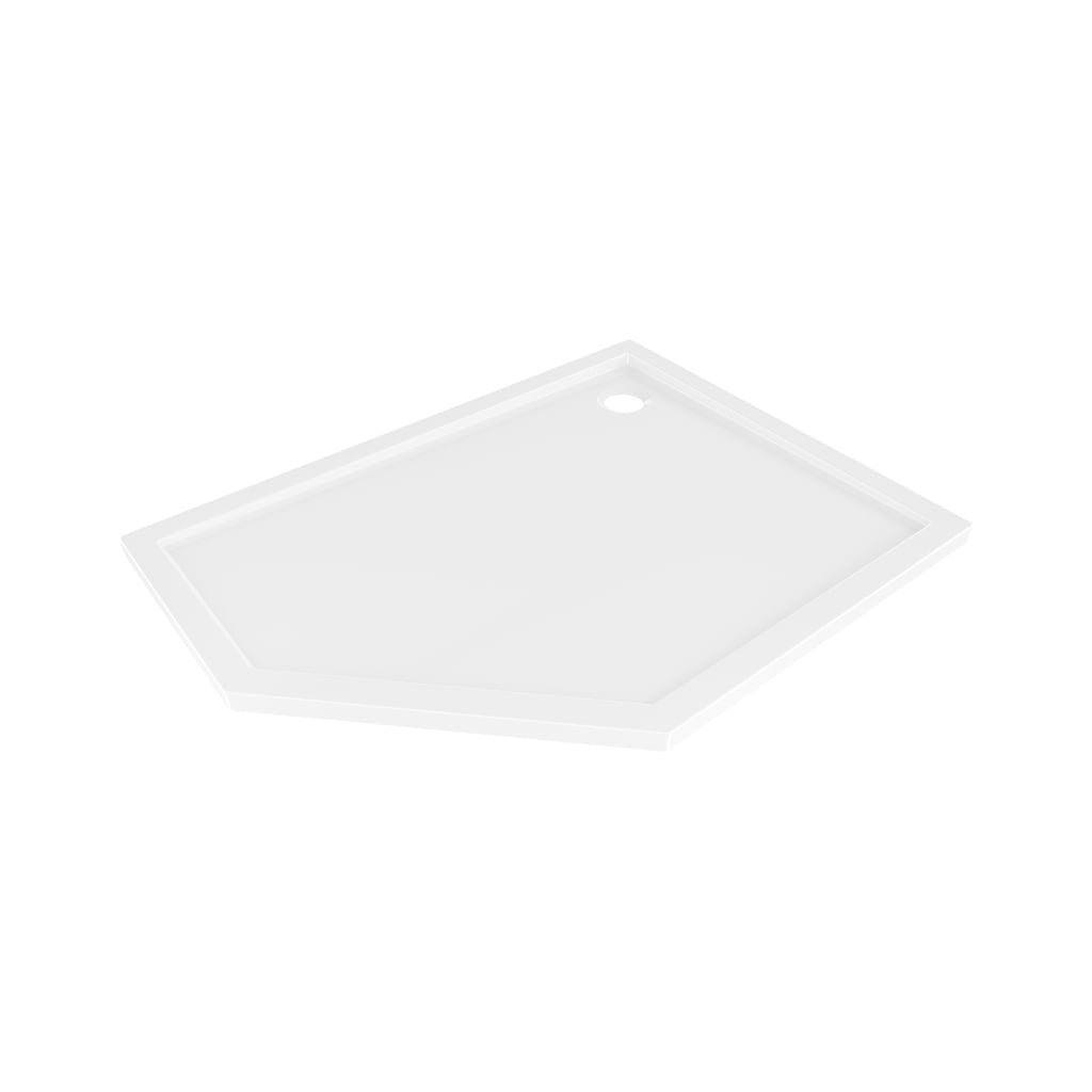 Cădiță de duș Mexen Flow Slim, pentagonală, pe partea dreaptă, 90 x 80 cm, alb lucios, 46P108090R
