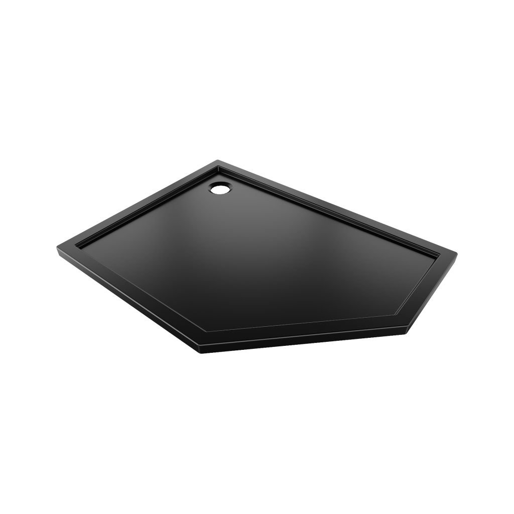 Mexen Flow, cădiță de duș pentagonală subțire 100 x 90 cm, stânga, negru mat - 46P709010L