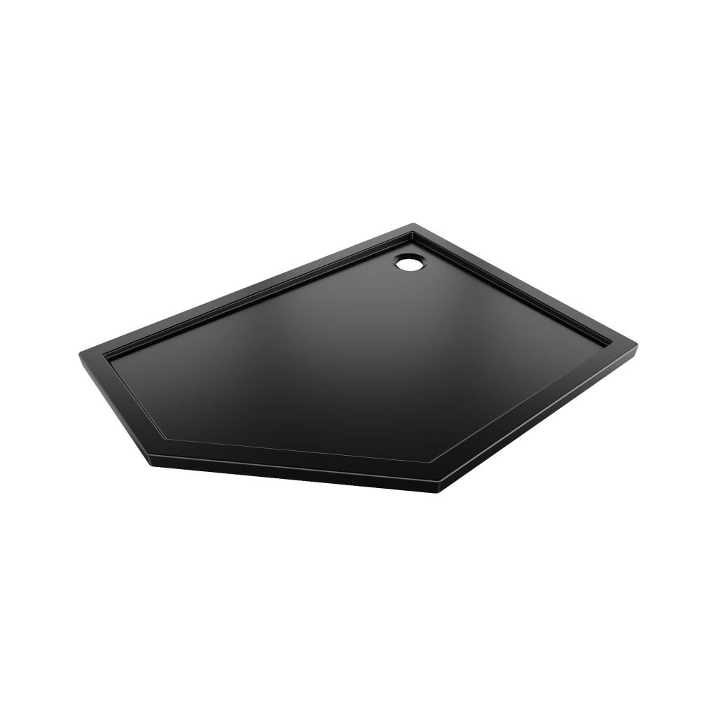 Mexen Flow, cădiță de duș pentagonală subțire 100 x 90 cm, dreapta, negru mat - 46P709010R