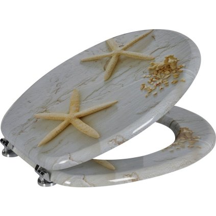 Aqualine, scaun de toaletă FUNNY cu imprimeu stea de mare, alb, HY1185