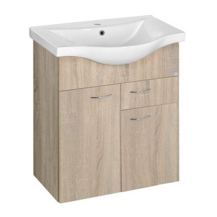 Aqualine, dulap chiuveta KERAMIA FRESH 60x74x33,7cm, stejar platinat, 50066