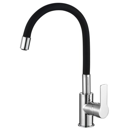 Aqualine, robinet pentru chiuvetă cu suport LORE, braț flexibil, negru-crom, 1106-70