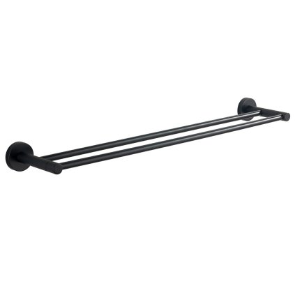 Aqualine, suport dublu pentru prosoape SAMBA 600mm, negru, SB211