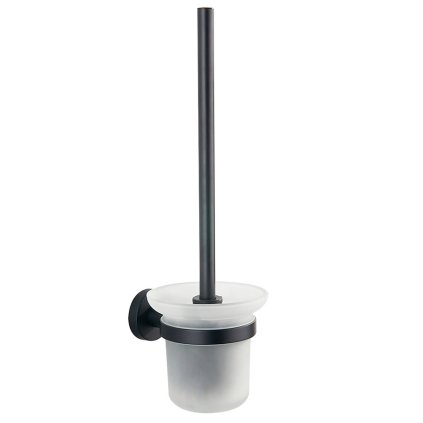 Aqualine, perie de perete WC SAMBA, sticla de lapte, negru, SB208