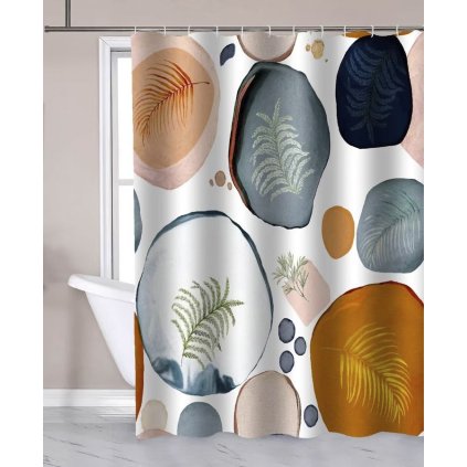 Aqualine, perdea de dus 180x180cm, poliester, bule/ferigi, ZP014