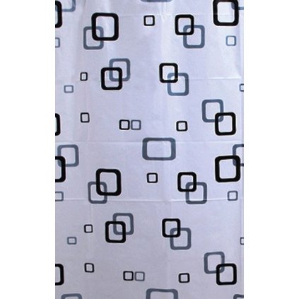 Aqualine, perdea de dus 180x180cm, vinil, alb/albastru/negru, ZV010
