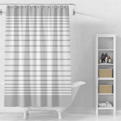 Aqualine, perdea de dus 180x180cm, vinil, alb/albastru/negru, ZV033