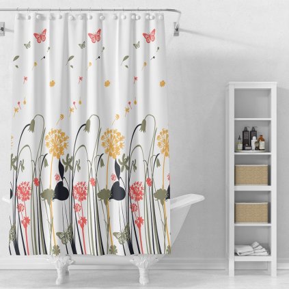 Aqualine, perdea de dus 180x180cm, vinil, alb/albastru/negru, ZV038