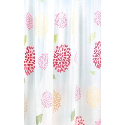Aqualine, perdea de dus 180x200cm, vinil, inflorat, rosu, ZV015