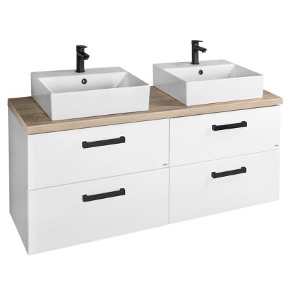 Aqualine, VEGA Set mobilier baie, latime 125 cm, alb/stejar platina, VG064-04