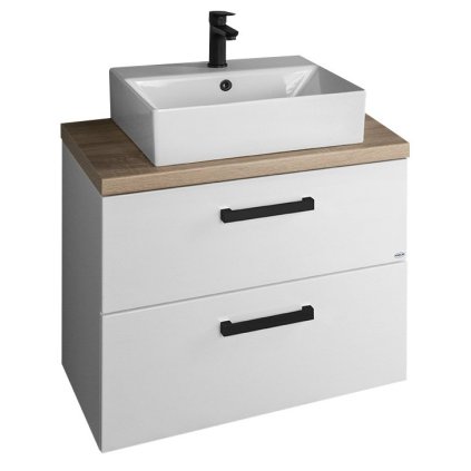 Aqualine, VEGA Set mobilier baie, latime 72,5 cm, alb/stejar platina, VG073-01