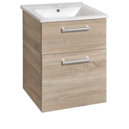 Aqualine, dulap lavoar VEGA 50cm, 2xsertare, stejar platinat, VG853