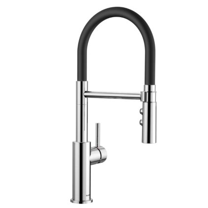 Blanco Catris S, baterie pentru chiuvetă cu braț flexibil și spray, negru-crom, 525791