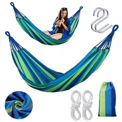 Bluegarden, hamac suspendat pentru o persoana 200x86 cm 480142B 1, albastru-verde, OGR-09026