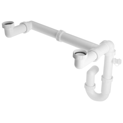 Bruckner, Sifon chiuvetă cu ramură 1"1/2, reglabil pe înălțime și lungime, deșeu 40 mm, alb, 155.132.0