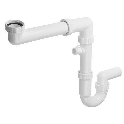 Bruckner, Sifon pentru chiuvetă cu economie de spațiu cu ramură 1"1/2, gunoi 40 mm, alb, 155.125.0