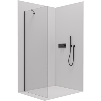 Cerano Antelo, paravan de dus pentru coltul de dus 80x190 cm, sticla transparenta 6mm, profil negru, CER-CER-432445