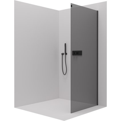Cerano Santoro, paravan de dus 70x195 cm, sticla gri 6mm, profil negru, CER-CER-424996