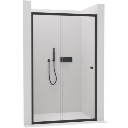 Cerano Varone, usa culisanta de dus 130x195 cm, sticla transparenta 6mm, profil negru, CER-CER-DY505B-130-195