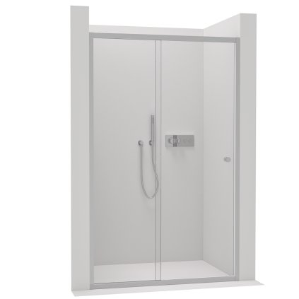 Cerano Varone, usa culisanta de dus 140x195 cm, sticla transparenta 6mm, profil cromat, CER-CER-DY505-140-195