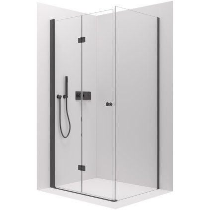 416032 cerano volpe sprchovaci kut so skladacimi dverami 70 dvere x 80 stena 6mm cire sklo cierny profil cer cer 427303