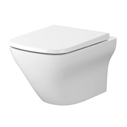 Cersanit Larga patrat Clean On, vas WC suspendat 3/5 l + scaun cu inchidere lenta din duroplast, alb, S701-473