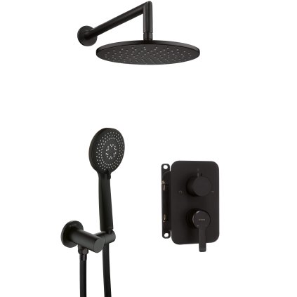 Deante Arnika, set de duș ascuns cu robinet cu pârghie și sistem de montare cutie BOX, negru mat, BXYZNQAM