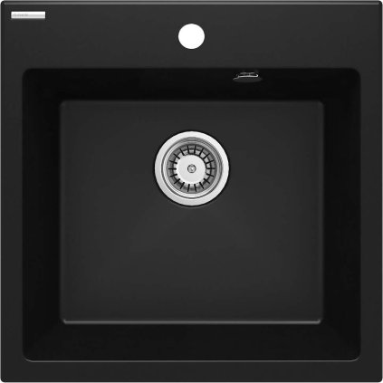 Deante Evora, chiuveta granit cu 1 camera 500x500x216 mm, negru mat, DEA-ZQJ_N103