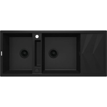 258986 deante magnetic 2 komorovy granitovy drez s odkvapkavacom 1160x500x224 mm cierna matna dea zrm n213