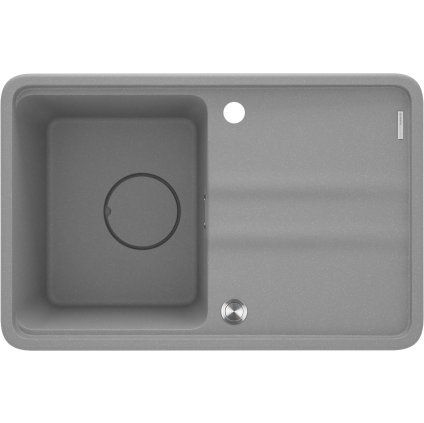 Deante Momi, chiuveta granit cu 1 camera 670x440x230 mm cu sifon economic, gri metalic, DEA-ZKM_S11A