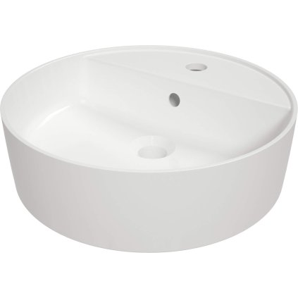 Deante Round, chiuveta blat cu orificiu pentru robinet 420x420x120mm, alb lucios, DEA-CGR_6U4B